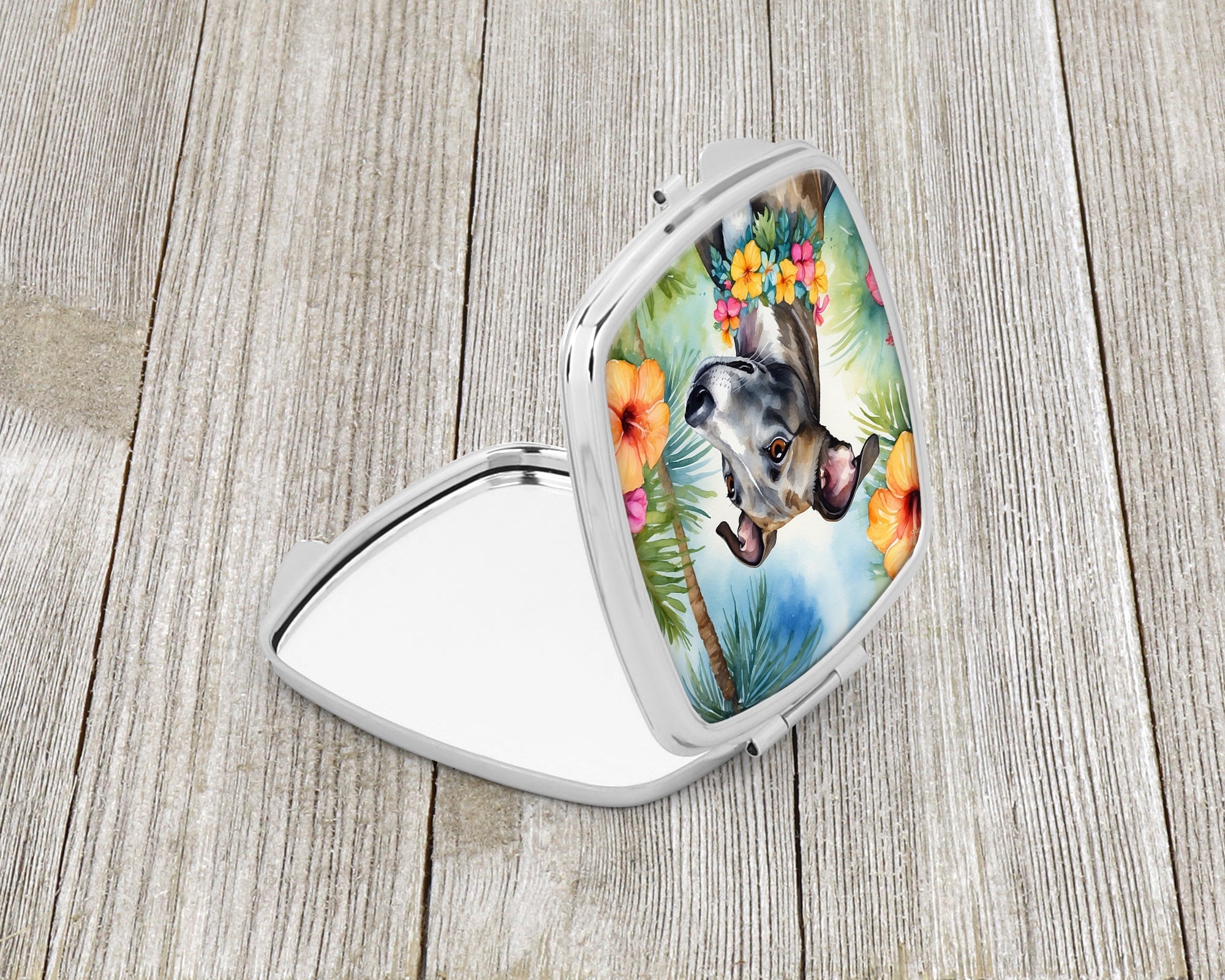 Greyhound Luau Compact Mirror Decorative Travel Makeup Mirror for Women Girls Gifts Pocket Makeup Mirror Folding Handheld
