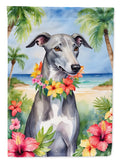 Greyhound Luau House Flag 28x40 Porch Sleeve Pole Decorative Outside Yard Banner Artwork Wall Hanging, Polyester
