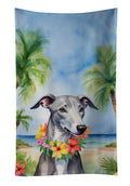 Greyhound Luau Kitchen Towel Velour Plush Front and Cotton Loop Back Machine Washable