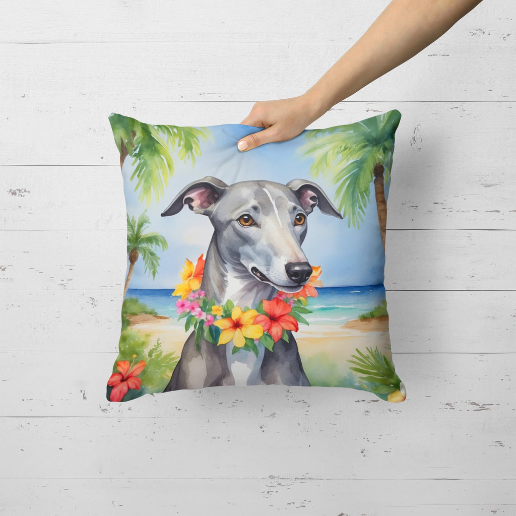Greyhound Luau Decorative Throw Pillow 18x18 Indoor Outdoor Accent Cushion, Fabric Cover with Insert for Sofa, Bed, Porch & Living Room