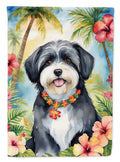 Havanese Luau House Flag 28x40 Porch Sleeve Pole Decorative Outside Yard Banner Artwork Wall Hanging, Polyester