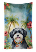 Havanese Luau Kitchen Towel Velour Plush Front and Cotton Loop Back Machine Washable