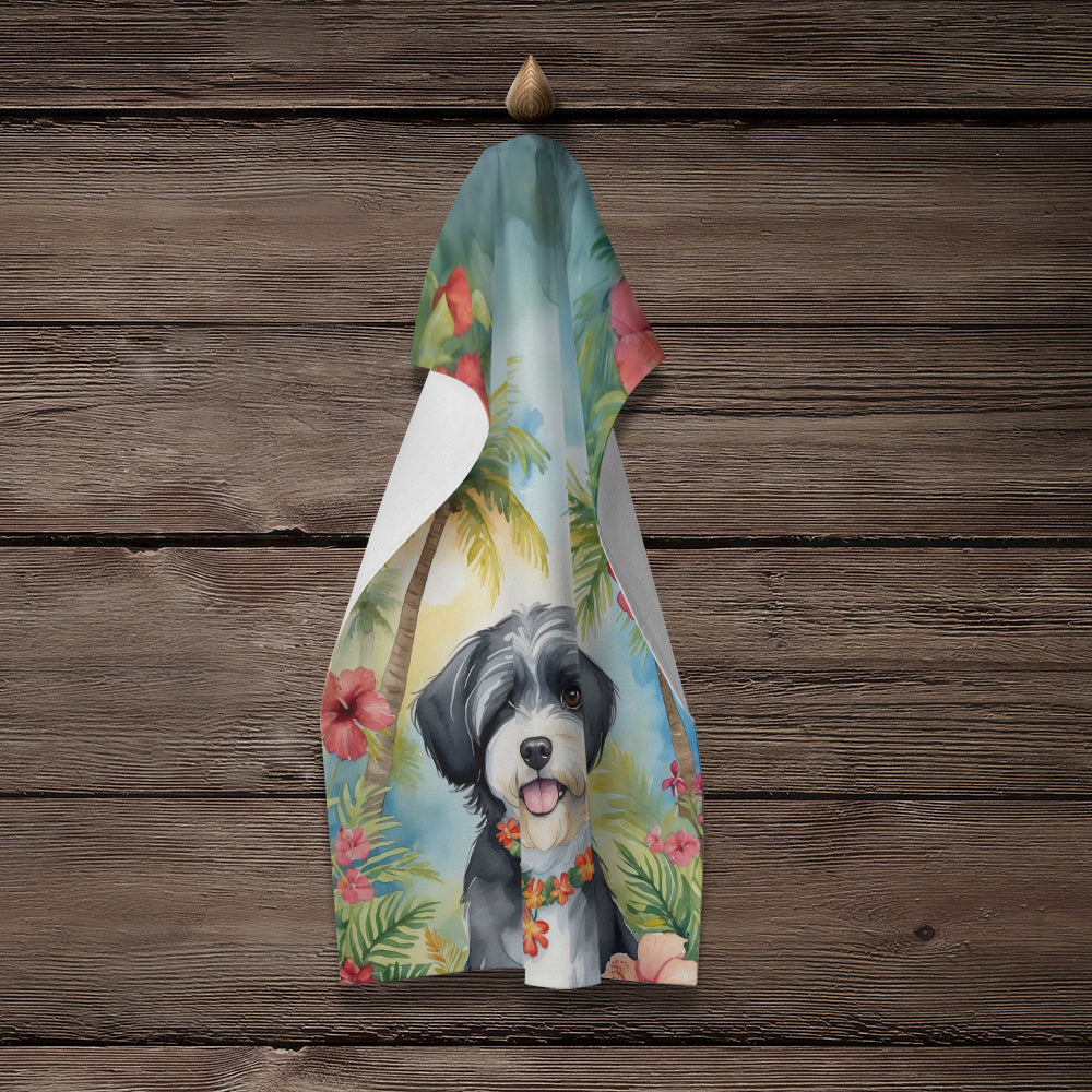 Havanese Luau Kitchen Towel Velour Plush Front and Cotton Loop Back Machine Washable