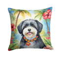 Havanese Luau Decorative Throw Pillow 14x14 Indoor Outdoor Accent Cushion, Fabric Cover with Insert for Sofa, Bed, Porch & Living Room
