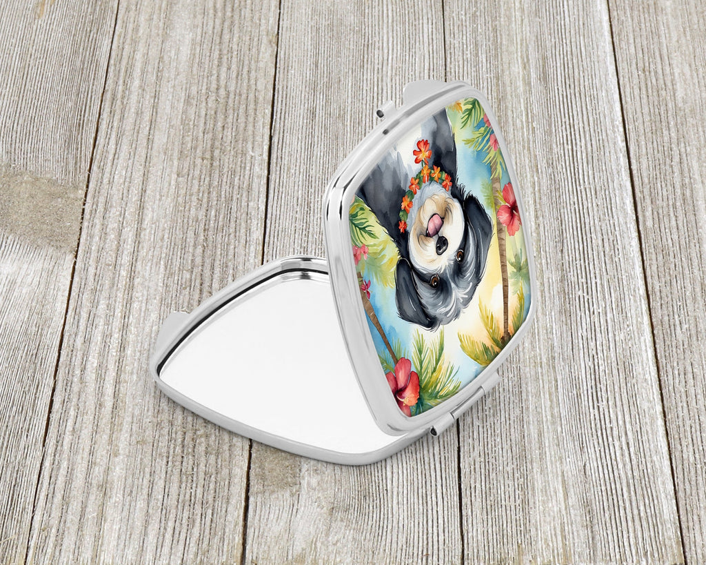 Havanese Luau Compact Mirror Decorative Travel Makeup Mirror for Women Girls Gifts Pocket Makeup Mirror Folding Handheld