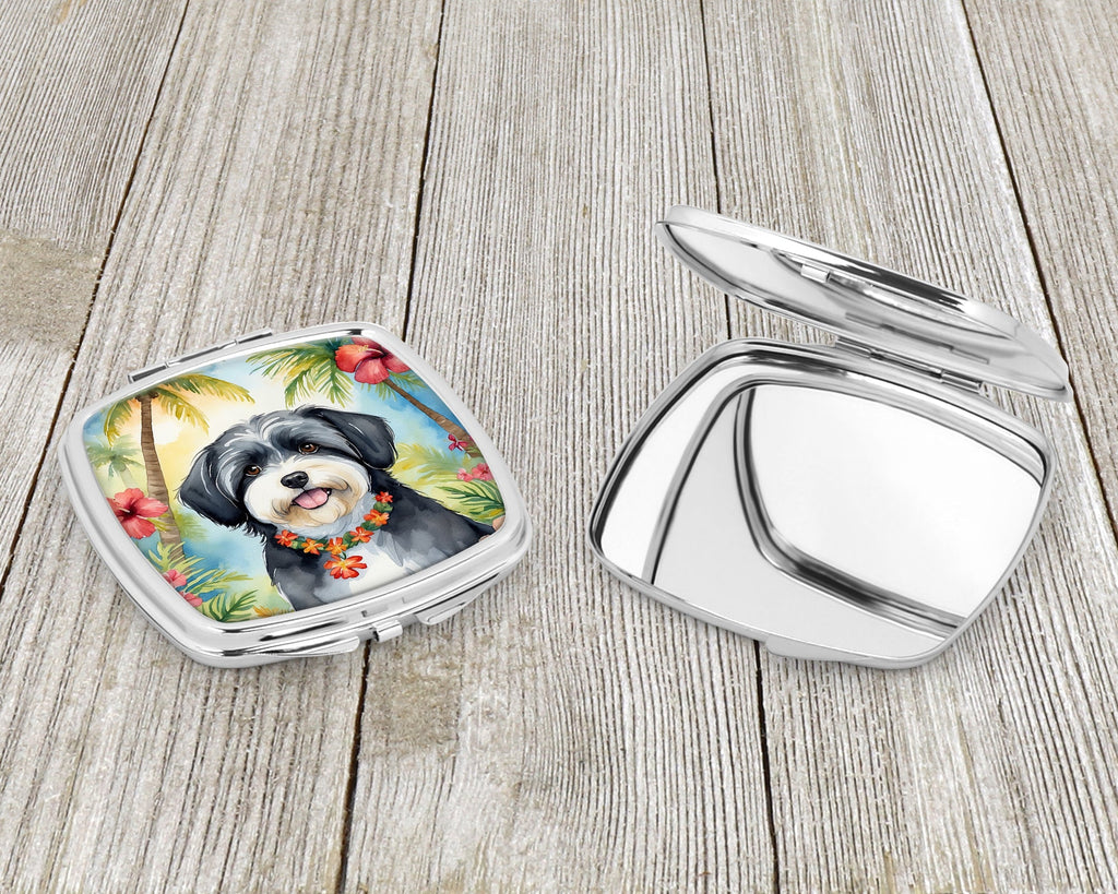 Havanese Luau Compact Mirror Decorative Travel Makeup Mirror for Women Girls Gifts Pocket Makeup Mirror Folding Handheld