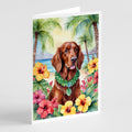 Irish Setter Luau Greeting Cards Pack of 8 Blank Cards with Envelopes Whimsical A7 Size 5x7