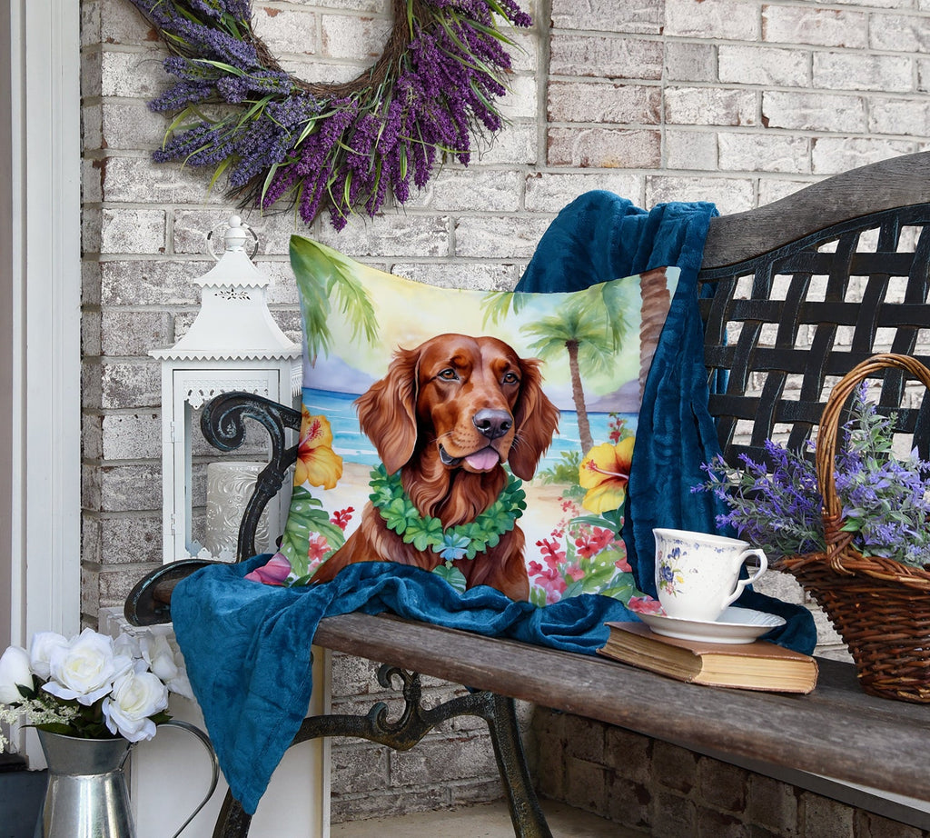 Irish Setter Luau Decorative Throw Pillow 18x18 Indoor Outdoor Accent Cushion, Fabric Cover with Insert for Sofa, Bed, Porch & Living Room