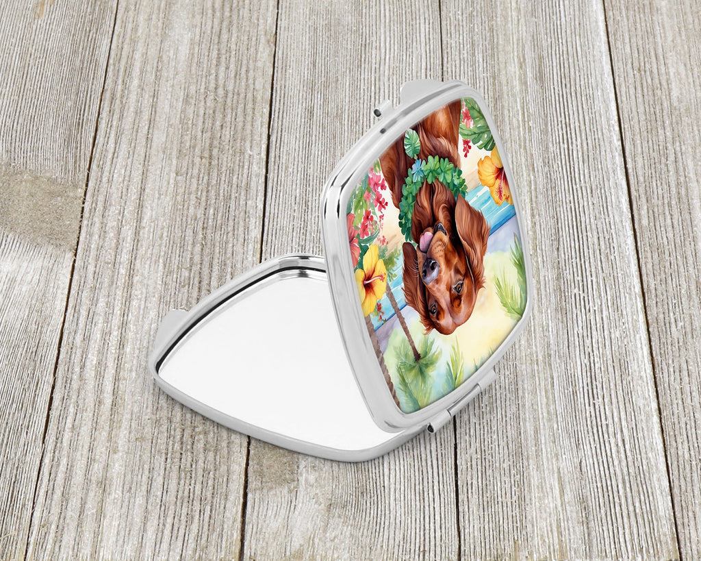 Irish Setter Luau Compact Mirror Decorative Travel Makeup Mirror for Women Girls Gifts Pocket Makeup Mirror Folding Handheld