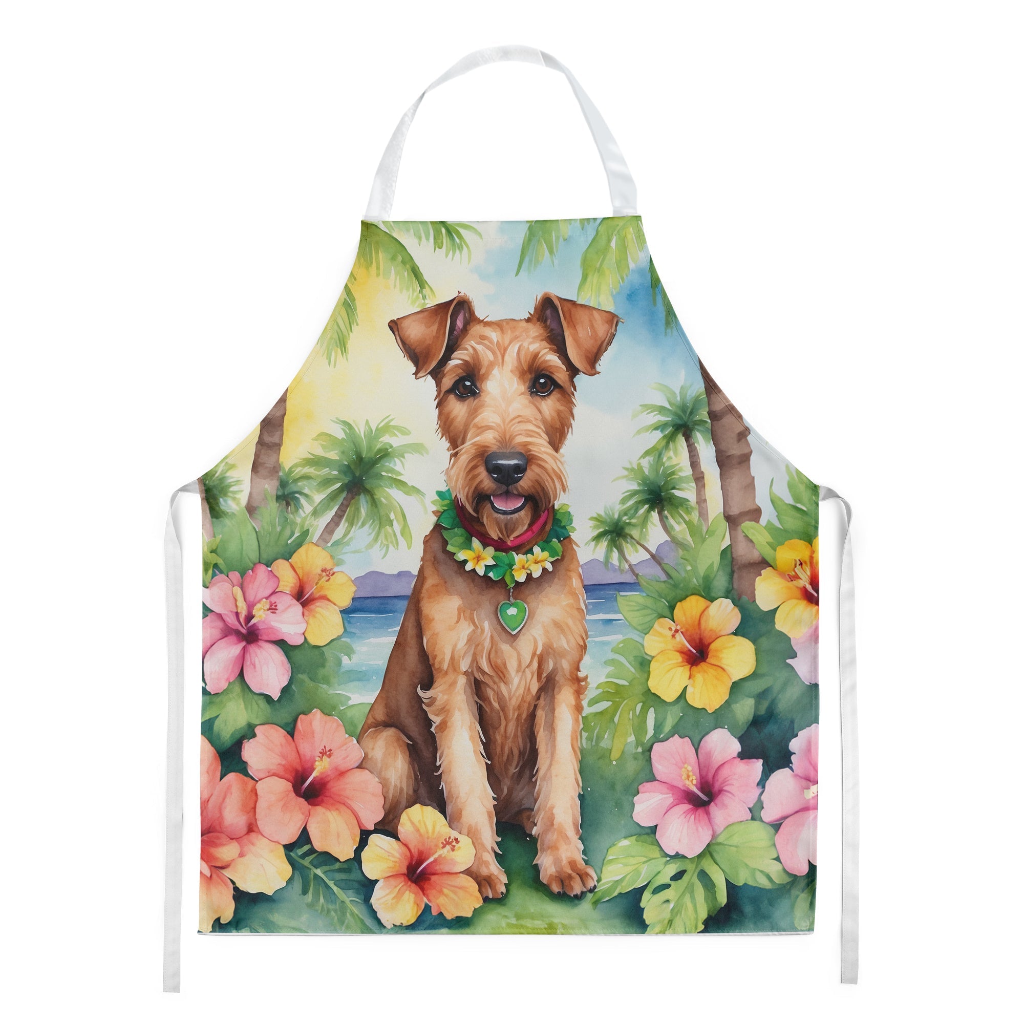 Irish Terrier Luau Apron Cooking Kitchen Server Baking Crafts Gardening for Adult Women Men, Unisex, Large, Multicolor