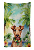 Irish Terrier Luau Kitchen Towel Velour Plush Front and Cotton Loop Back Machine Washable