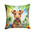 Irish Terrier Luau Decorative Throw Pillow 14x14 Indoor Outdoor Accent Cushion, Fabric Cover with Insert for Sofa, Bed, Porch & Living Room