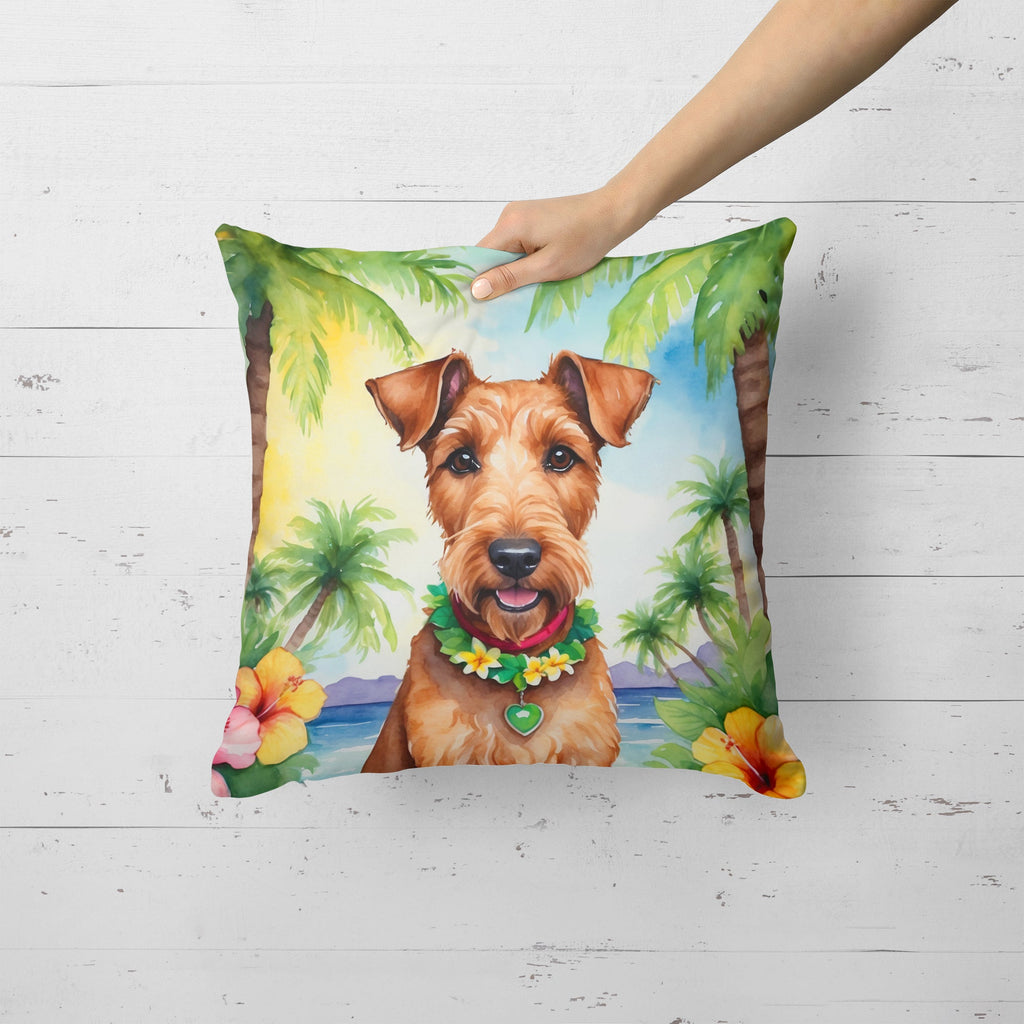 Irish Terrier Luau Decorative Throw Pillow 18x18 Indoor Outdoor Accent Cushion, Fabric Cover with Insert for Sofa, Bed, Porch & Living Room