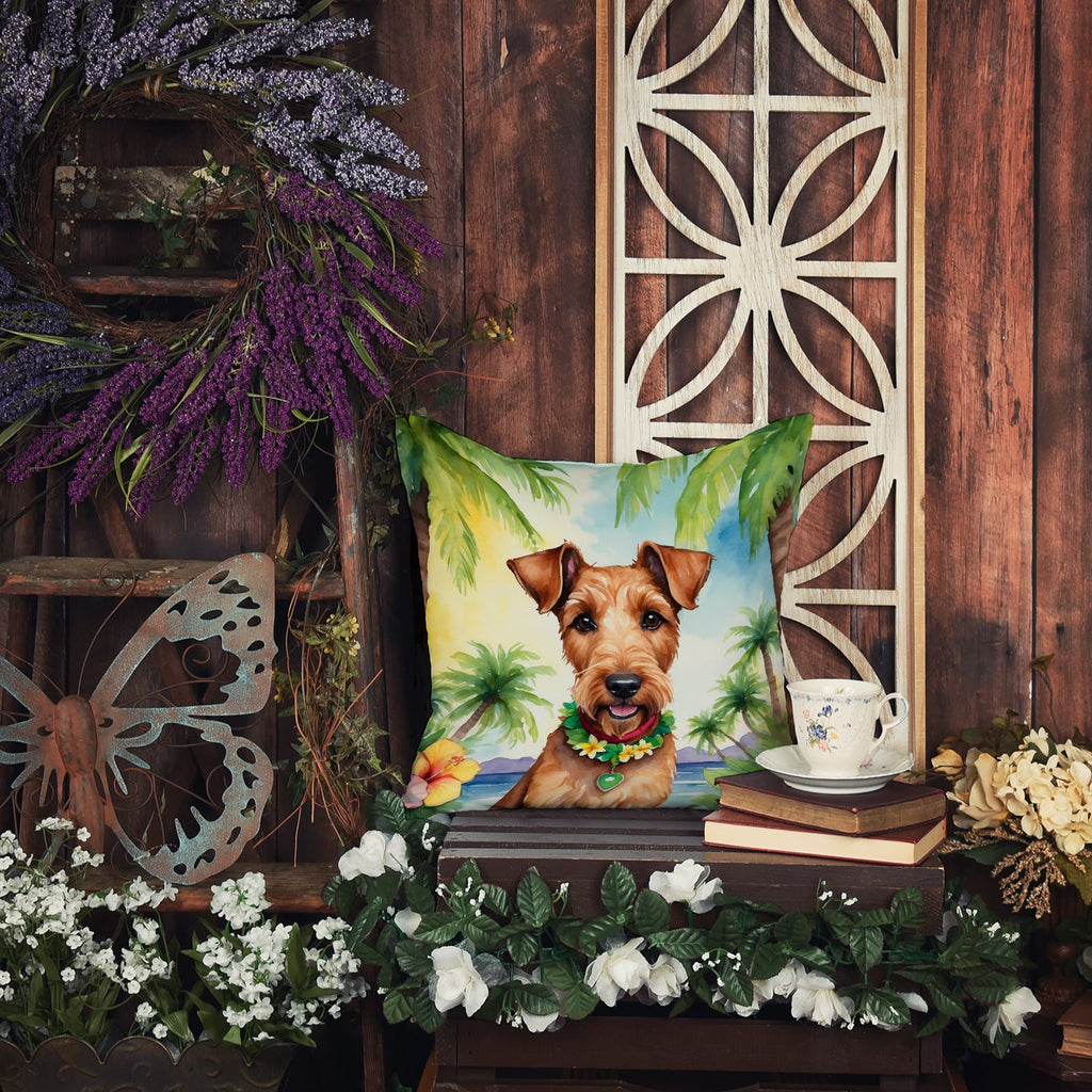 Irish Terrier Luau Decorative Throw Pillow 18x18 Indoor Outdoor Accent Cushion, Fabric Cover with Insert for Sofa, Bed, Porch & Living Room