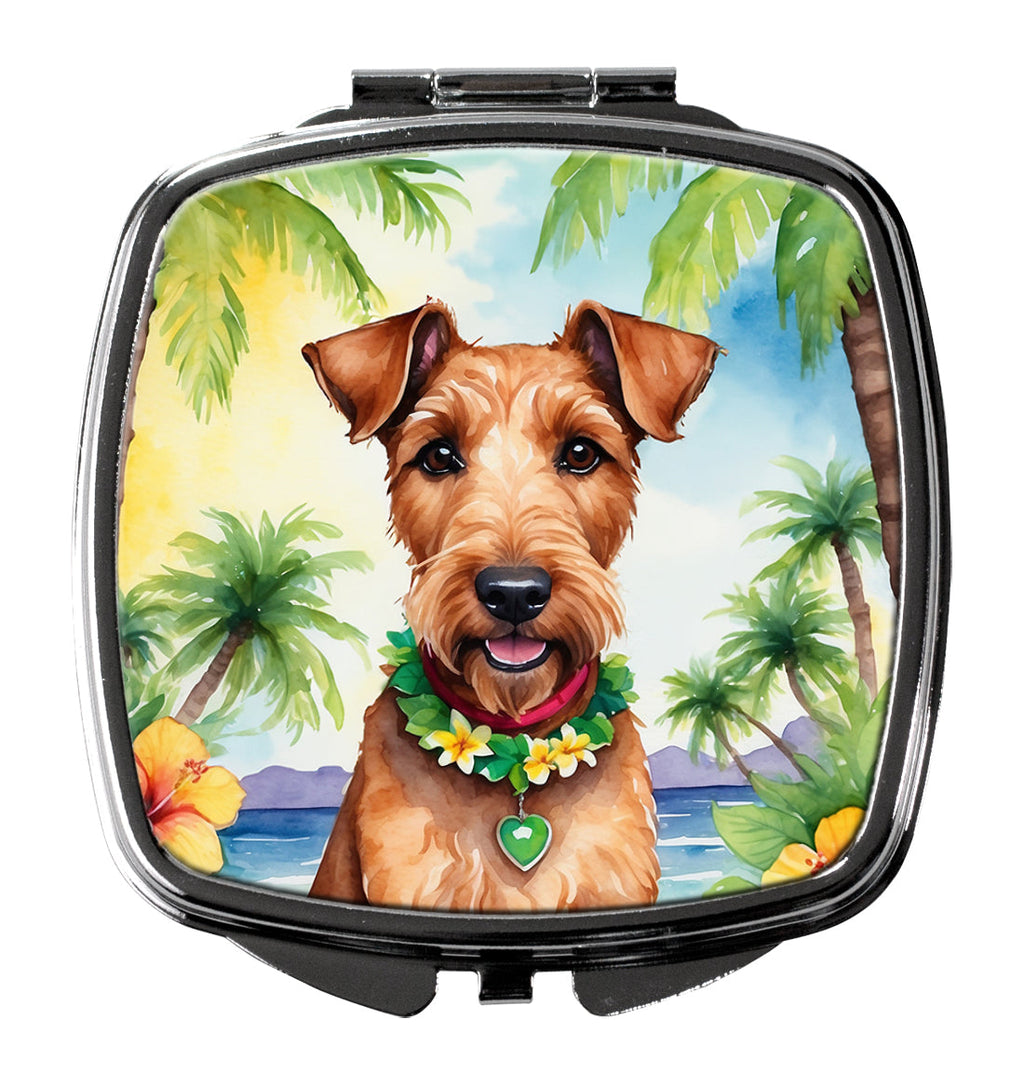 Irish Terrier Luau Compact Mirror Decorative Travel Makeup Mirror for Women Girls Gifts Pocket Makeup Mirror Folding Handheld