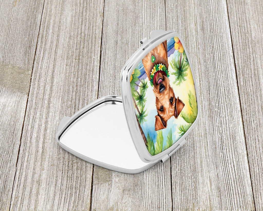 Irish Terrier Luau Compact Mirror Decorative Travel Makeup Mirror for Women Girls Gifts Pocket Makeup Mirror Folding Handheld