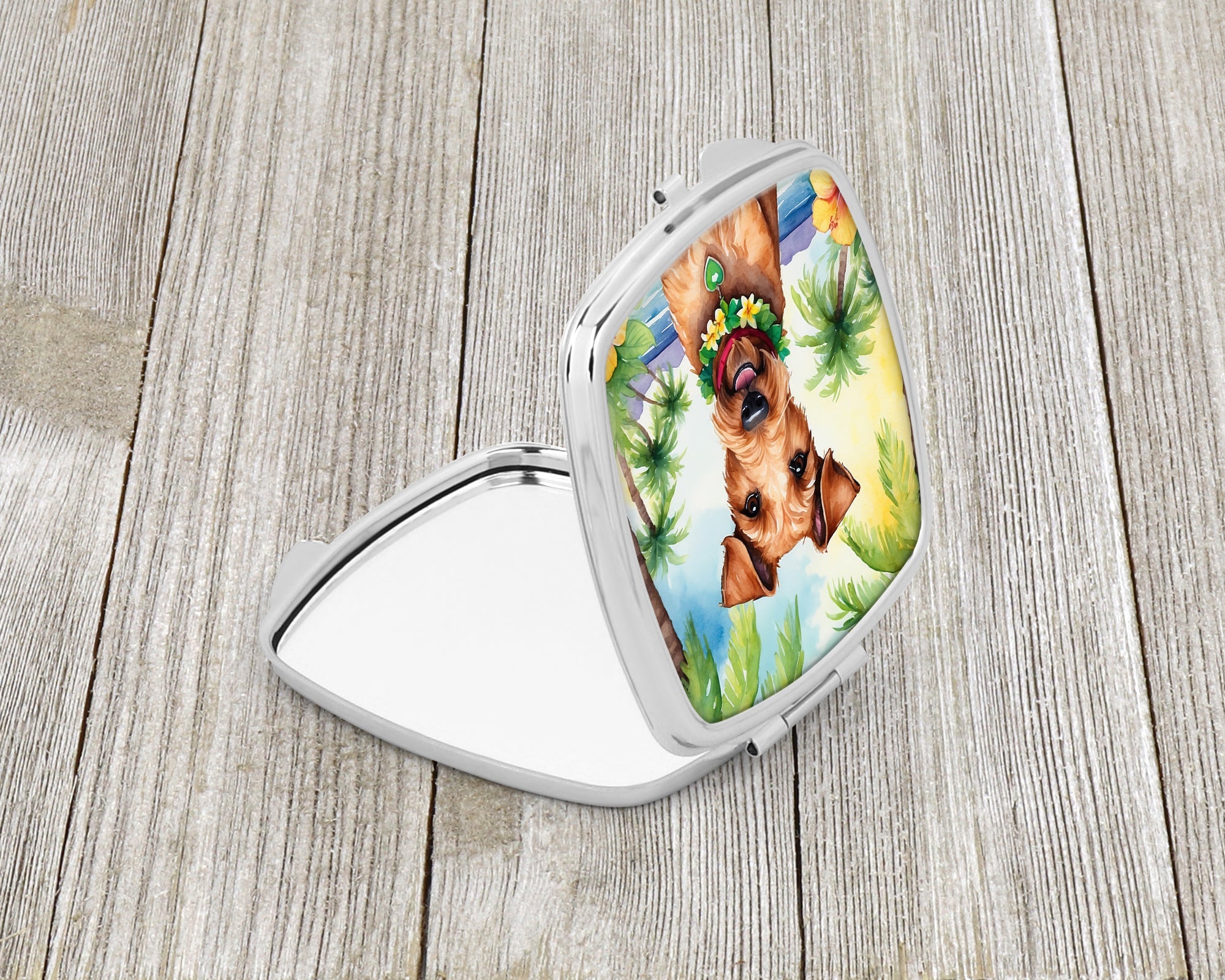 Irish Terrier Luau Compact Mirror Decorative Travel Makeup Mirror for Women Girls Gifts Pocket Makeup Mirror Folding Handheld