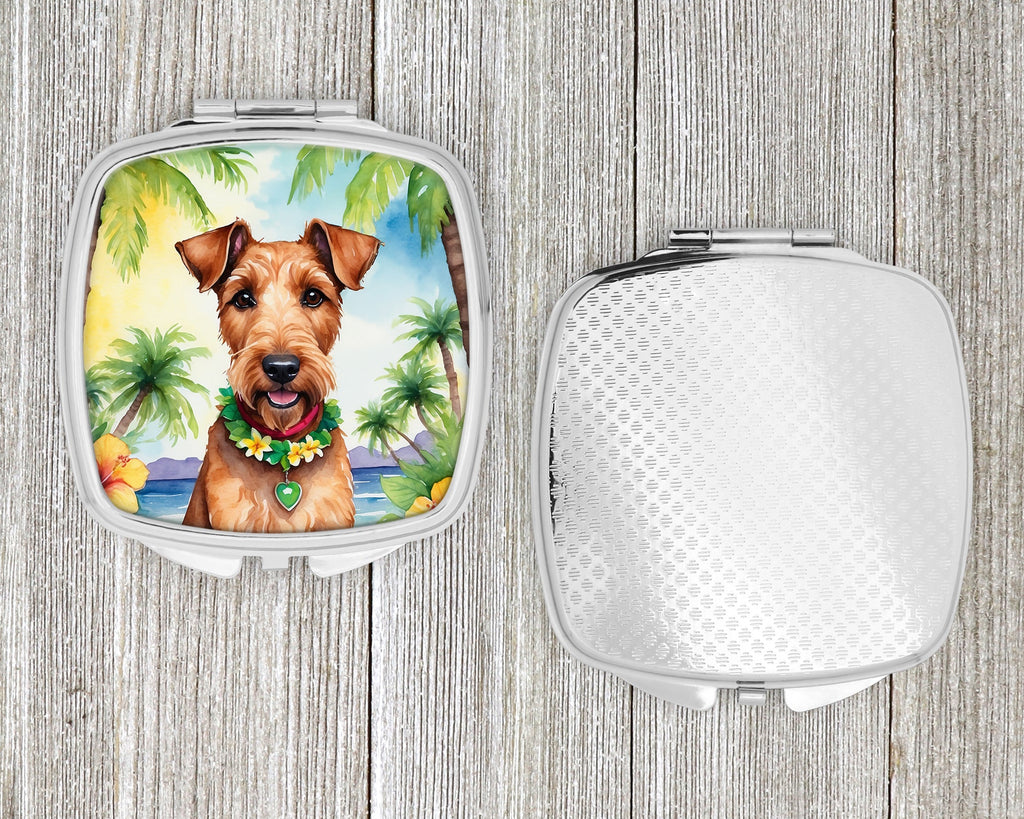 Irish Terrier Luau Compact Mirror Decorative Travel Makeup Mirror for Women Girls Gifts Pocket Makeup Mirror Folding Handheld