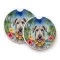 Irish Wolfhound Luau Set of 2 Cup Holder Car Coasters Absorbent Round Sandstone Coasters Gifts for Men or Women, 2.5, Multicolor