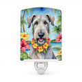 Irish Wolfhound Luau Ceramic Night Light Compact, UL-Certified, Ideal for Bedroom, Bathroom, Nursery, Hallway, Kitchen, 6x4x3, Multicolor