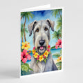 Irish Wolfhound Luau Greeting Cards Pack of 8 Blank Cards with Envelopes Whimsical A7 Size 5x7