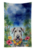 Irish Wolfhound Luau Kitchen Towel Velour Plush Front and Cotton Loop Back Machine Washable