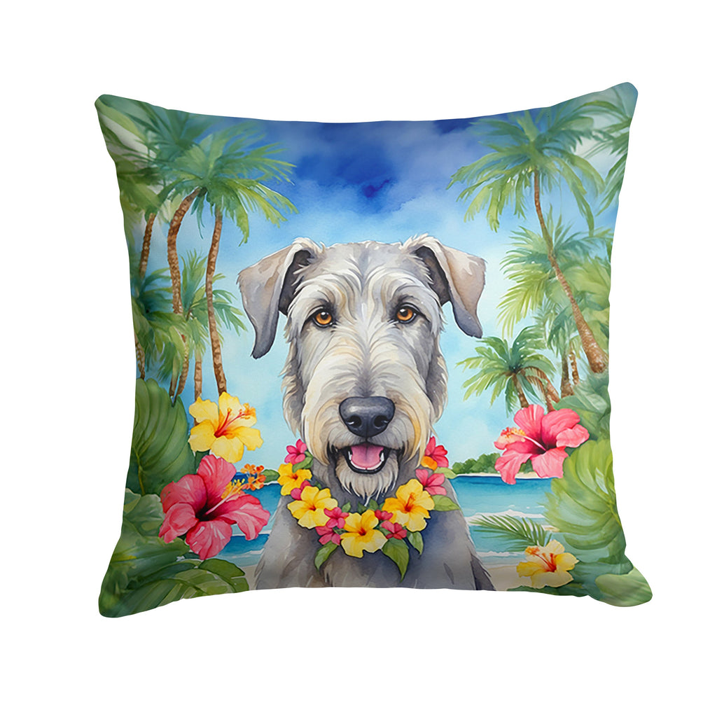 Irish Wolfhound Luau Decorative Throw Pillow 14x14 Indoor Outdoor Accent Cushion, Fabric Cover with Insert for Sofa, Bed, Porch & Living Room