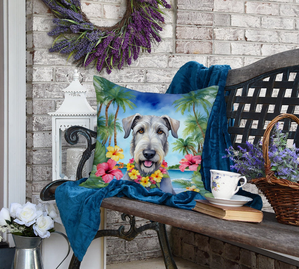 Irish Wolfhound Luau Decorative Throw Pillow 18x18 Indoor Outdoor Accent Cushion, Fabric Cover with Insert for Sofa, Bed, Porch & Living Room