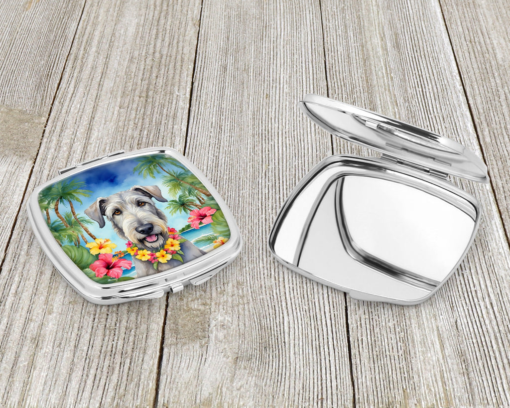 Irish Wolfhound Luau Compact Mirror Decorative Travel Makeup Mirror for Women Girls Gifts Pocket Makeup Mirror Folding Handheld
