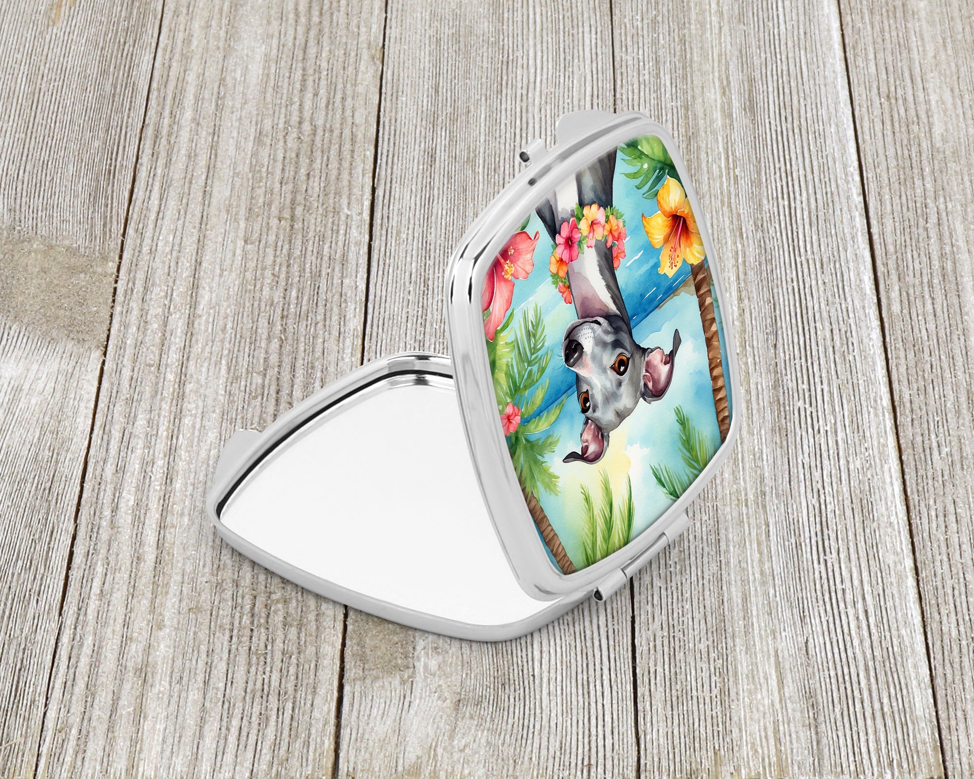 Italian Greyhound Luau Compact Mirror Decorative Travel Makeup Mirror for Women Girls Gifts Pocket Makeup Mirror Folding Handheld