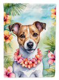 Jack Russell Terrier Luau House Flag 28x40 Porch Sleeve Pole Decorative Outside Yard Banner Artwork Wall Hanging, Polyester