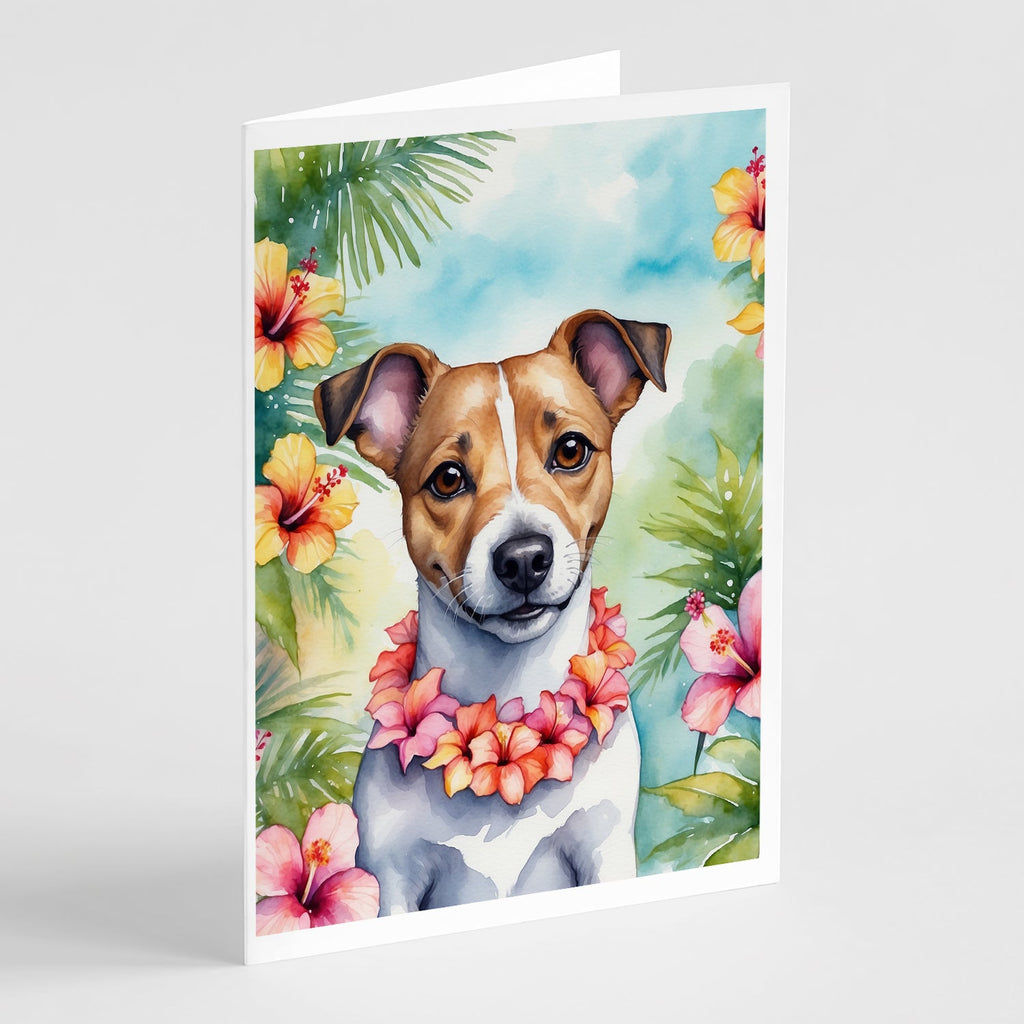Jack Russell Terrier Luau Greeting Cards Pack of 8 Blank Cards with Envelopes Whimsical A7 Size 5x7
