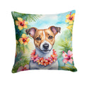 Jack Russell Terrier Luau Decorative Throw Pillow 18x18 Indoor Outdoor Accent Cushion, Fabric Cover with Insert for Sofa, Bed, Porch & Living Room