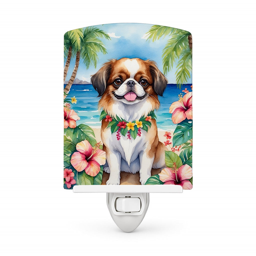 Japanese Chin Luau Ceramic Night Light Compact, UL-Certified, Ideal for Bedroom, Bathroom, Nursery, Hallway, Kitchen, 6x4x3, Multicolor