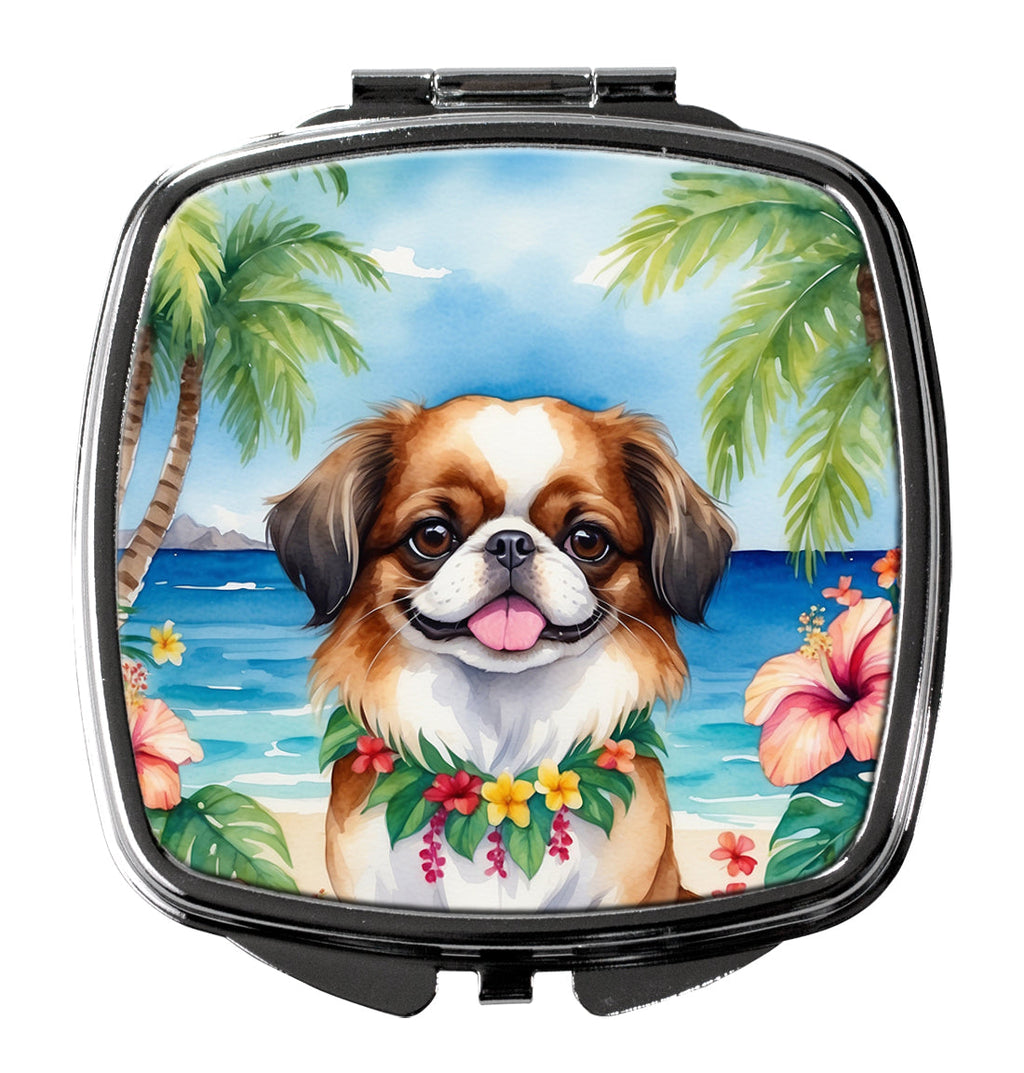 Japanese Chin Luau Compact Mirror Decorative Travel Makeup Mirror for Women Girls Gifts Pocket Makeup Mirror Folding Handheld