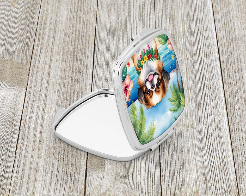 Japanese Chin Luau Compact Mirror Decorative Travel Makeup Mirror for Women Girls Gifts Pocket Makeup Mirror Folding Handheld