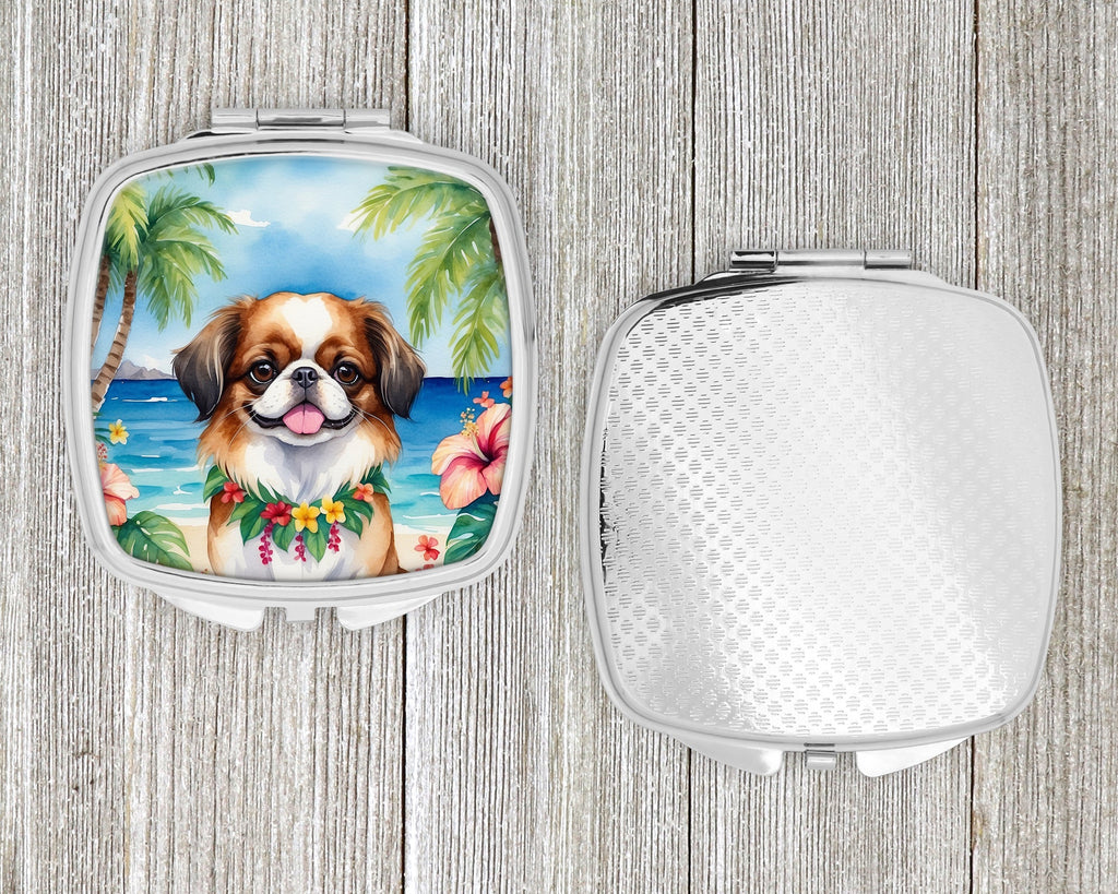 Japanese Chin Luau Compact Mirror Decorative Travel Makeup Mirror for Women Girls Gifts Pocket Makeup Mirror Folding Handheld