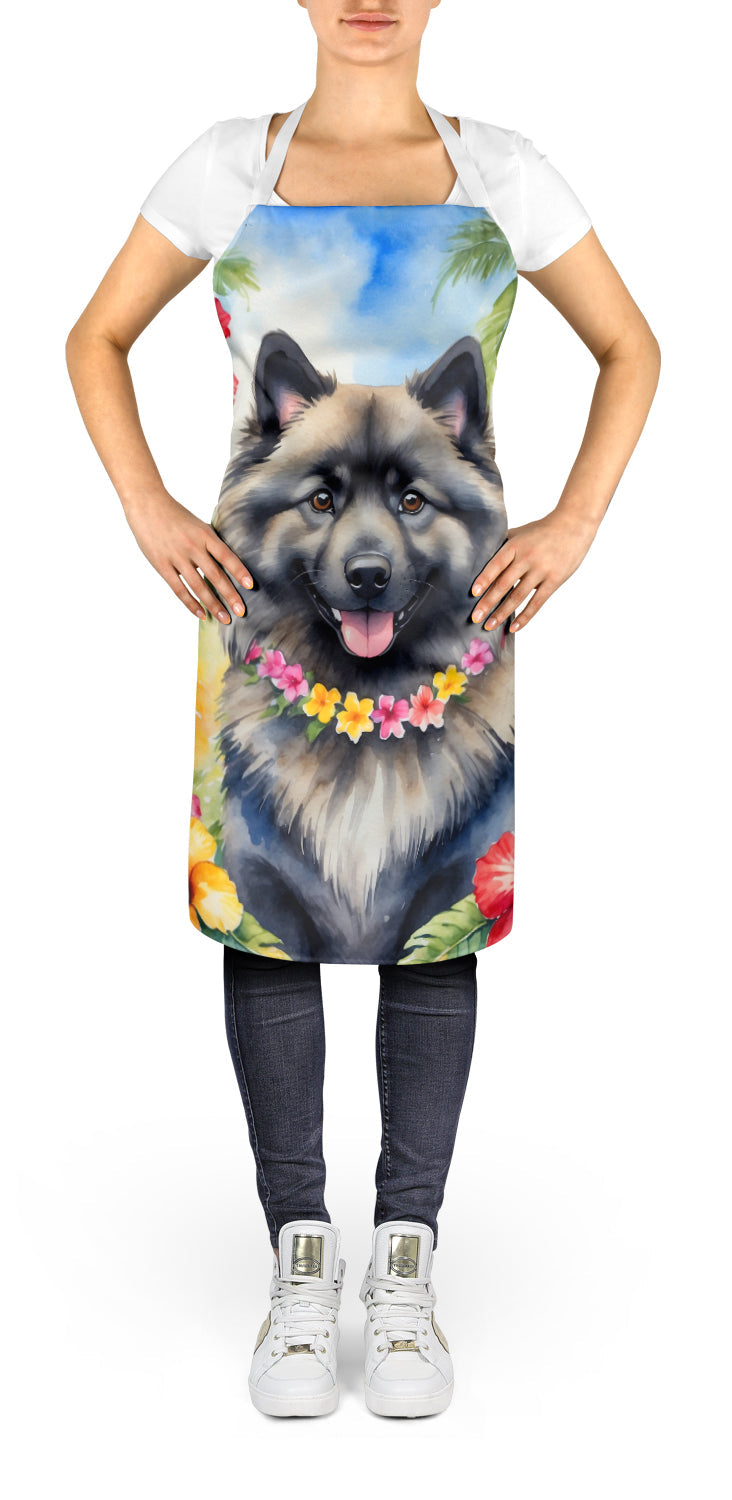 Keeshond Luau Apron Cooking Kitchen Server Baking Crafts Gardening for Adult Women Men, Unisex, Large, Multicolor
