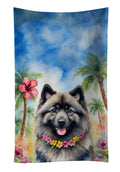 Keeshond Luau Kitchen Towel Velour Plush Front and Cotton Loop Back Machine Washable