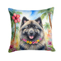 Keeshond Luau Decorative Throw Pillow 18x18 Indoor Outdoor Accent Cushion, Fabric Cover with Insert for Sofa, Bed, Porch & Living Room