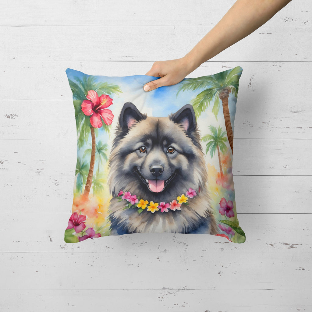 Keeshond Luau Decorative Throw Pillow 18x18 Indoor Outdoor Accent Cushion, Fabric Cover with Insert for Sofa, Bed, Porch & Living Room