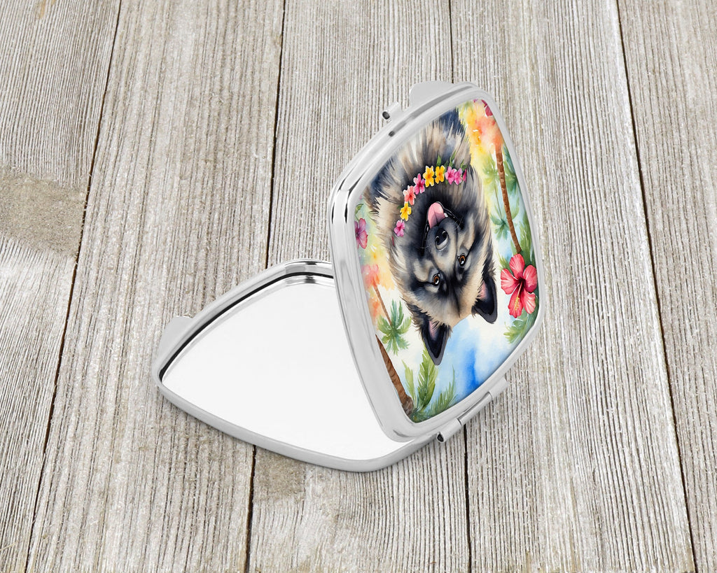 Keeshond Luau Compact Mirror Decorative Travel Makeup Mirror for Women Girls Gifts Pocket Makeup Mirror Folding Handheld