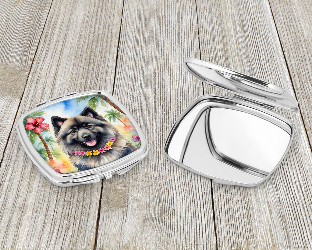 Keeshond Luau Compact Mirror Decorative Travel Makeup Mirror for Women Girls Gifts Pocket Makeup Mirror Folding Handheld