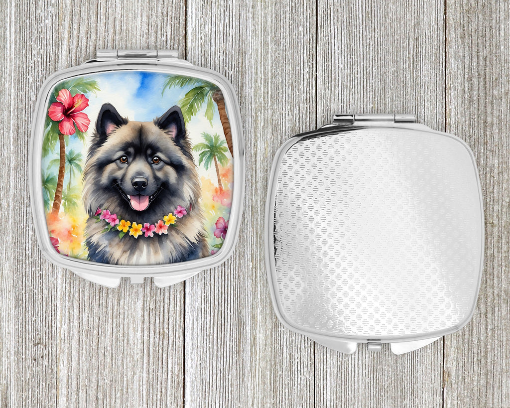 Keeshond Luau Compact Mirror Decorative Travel Makeup Mirror for Women Girls Gifts Pocket Makeup Mirror Folding Handheld