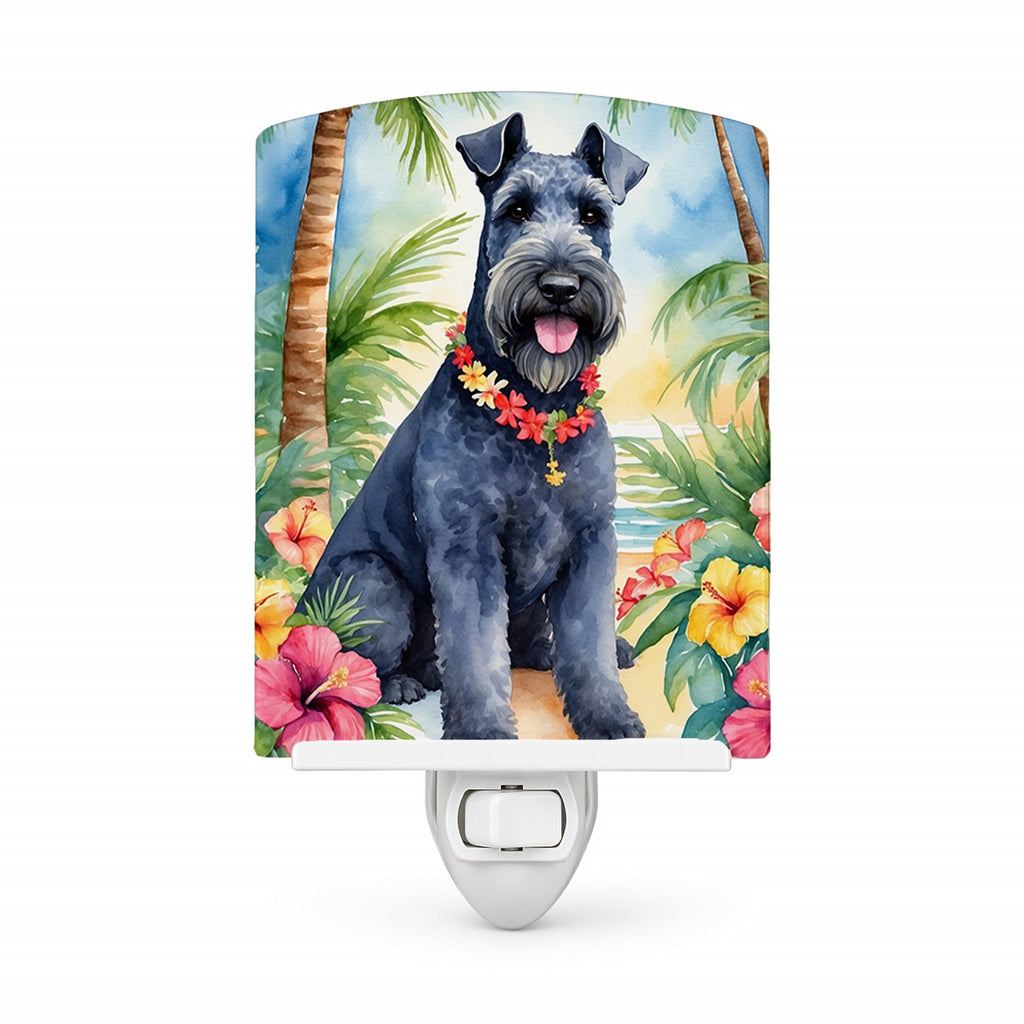 Kerry Blue Terrier Luau Ceramic Night Light Compact, UL-Certified, Ideal for Bedroom, Bathroom, Nursery, Hallway, Kitchen, 6x4x3, Multicolor