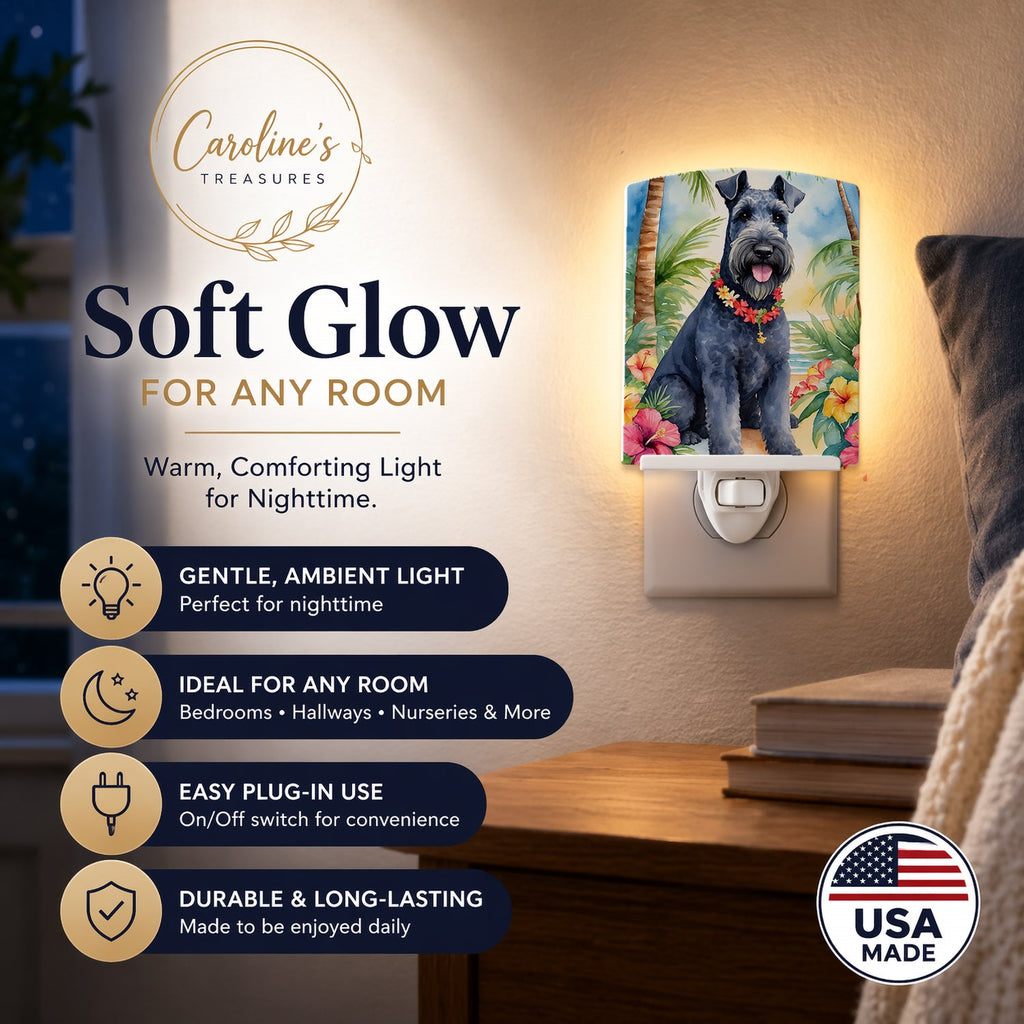 Kerry Blue Terrier Luau Ceramic Night Light Compact, UL-Certified, Ideal for Bedroom, Bathroom, Nursery, Hallway, Kitchen, 6x4x3, Multicolor