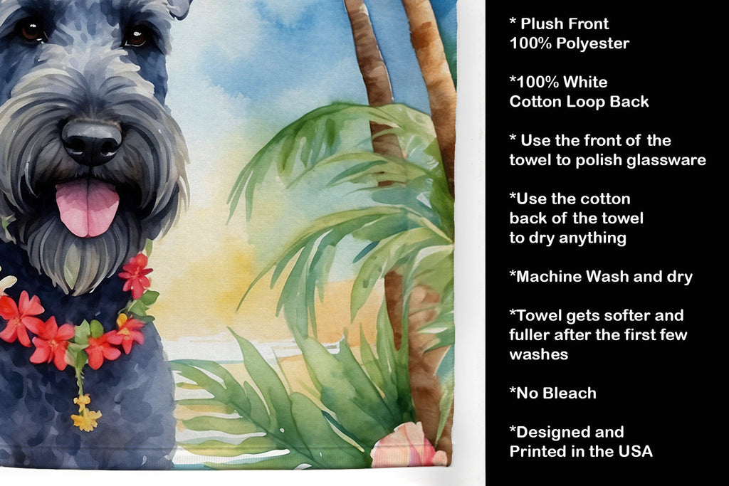 Kerry Blue Terrier Luau Kitchen Towel Velour Plush Front and Cotton Loop Back Machine Washable
