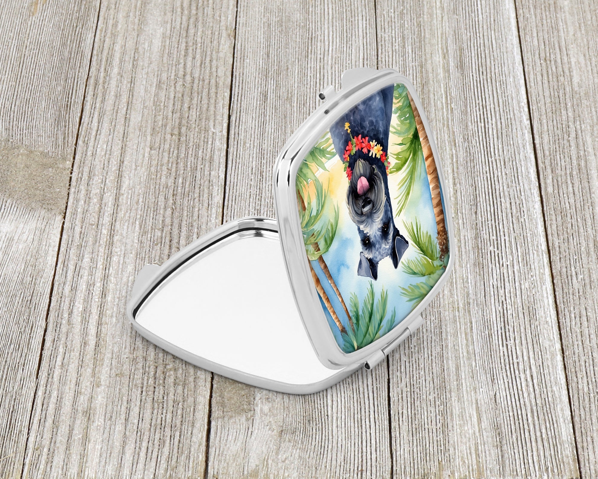 Kerry Blue Terrier Luau Compact Mirror Decorative Travel Makeup Mirror for Women Girls Gifts Pocket Makeup Mirror Folding Handheld