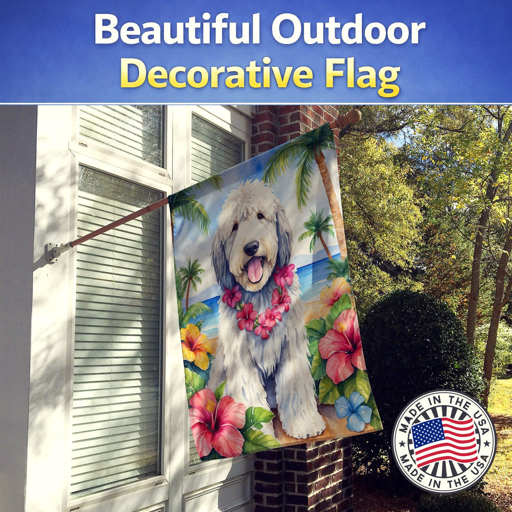 Komondor Luau House Flag 28x40 Porch Sleeve Pole Decorative Outside Yard Banner Artwork Wall Hanging, Polyester