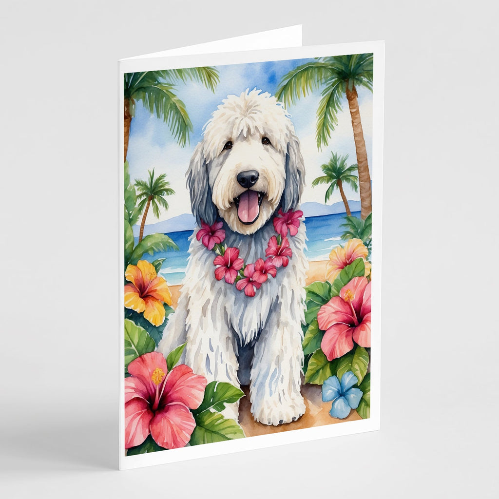 Komondor Luau Greeting Cards Pack of 8 Blank Cards with Envelopes Whimsical A7 Size 5x7